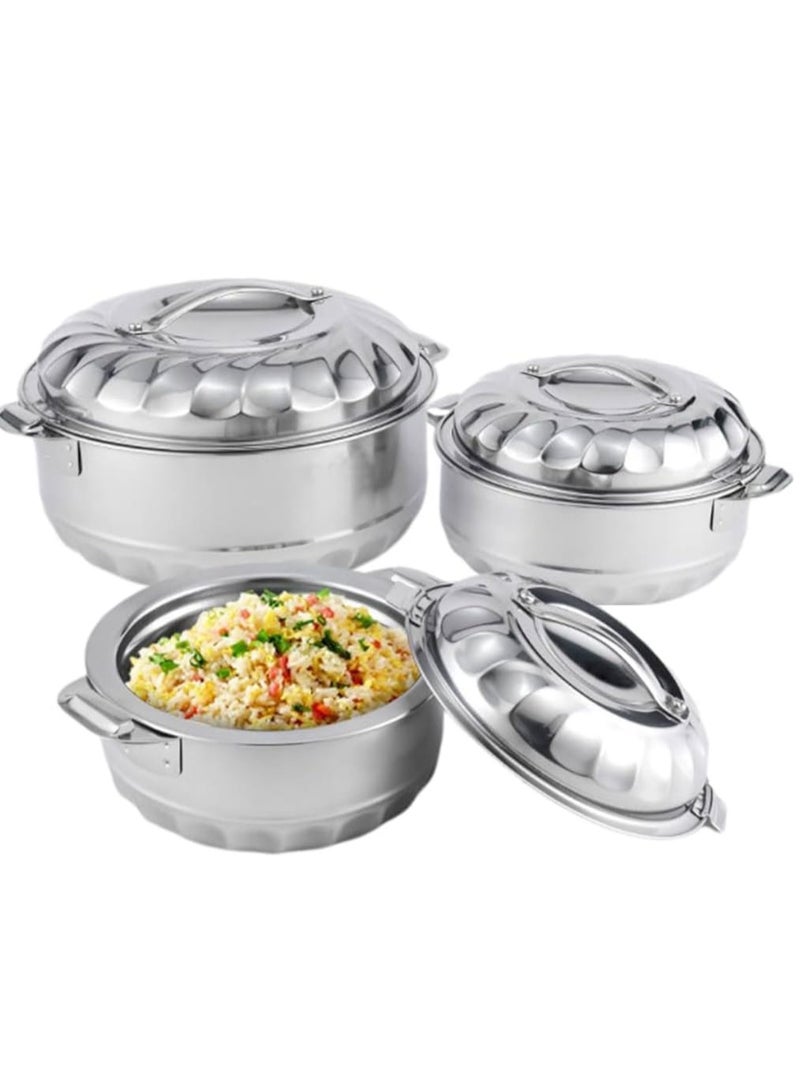 3-Piece Insulated Stainless Steel Hot Pot Set – 7500ml / 5000ml / 3500ml Sizes – Thermal Food Storage Containers – Indian Made - Image 1